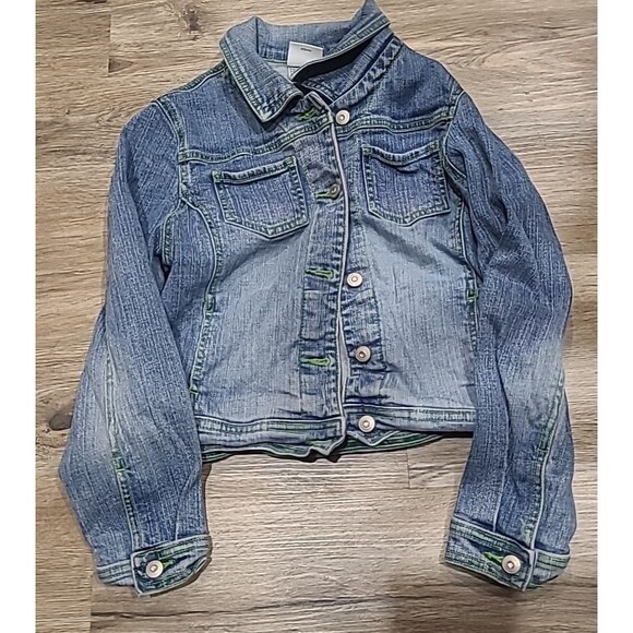 DISNEY STUDIO COLLECTION TINKERBELL BUTTON UP DENIM JACKET GIRLS LARGE 10/2 - Picture 3 of 5